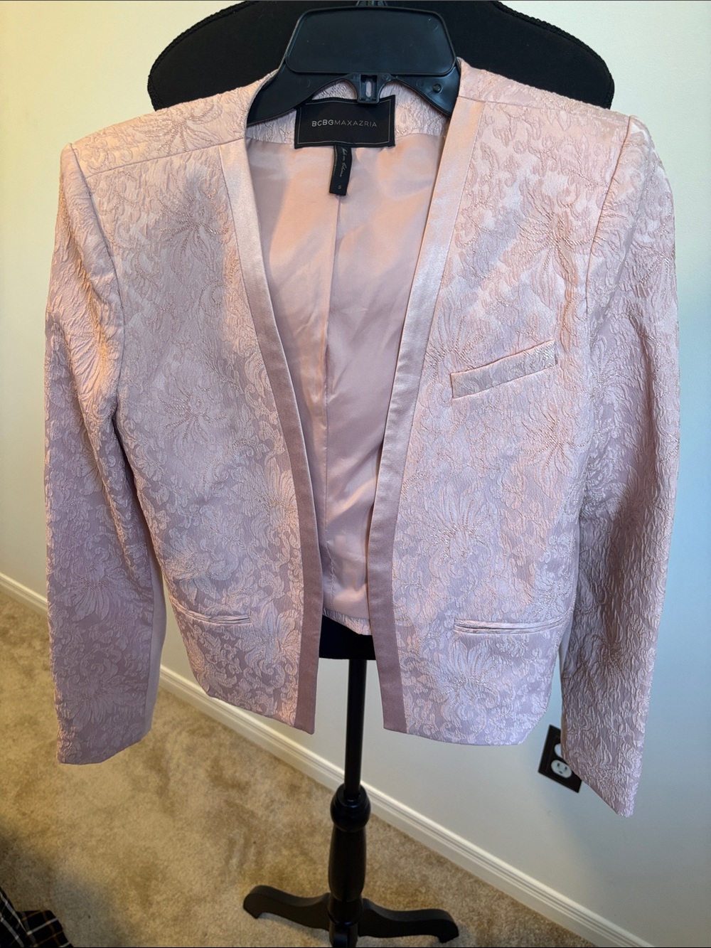 BCBGMaxAzria Flynn Floral Jacquard Jacket Blazer Pink Blush- S